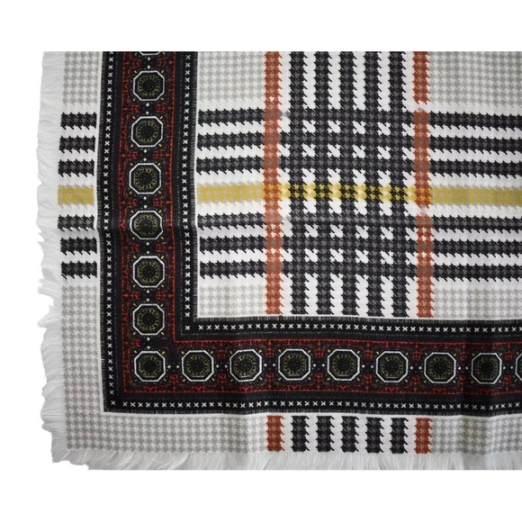 SAINT LAURENT YSL Paris PRINCE OF WALES Check CASHMERE SILK BANDANA Small Scarf - Picture 5 of 7